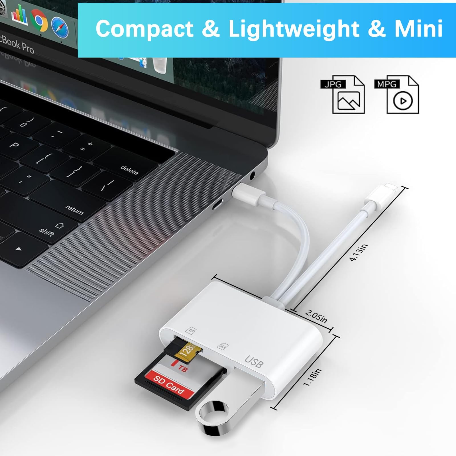 SD Card Reader for iPhone iPad Mac, Lightning & USB-Dual Connectors Memory Ca...