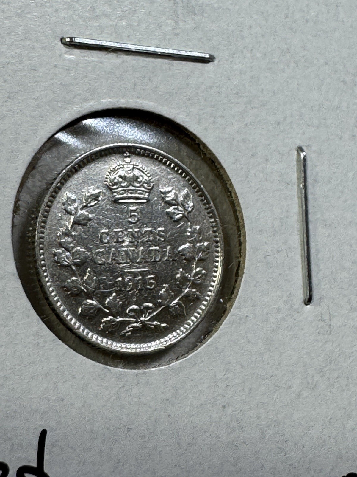 1915 Canada 5 Cents Silver Coin Cleaned