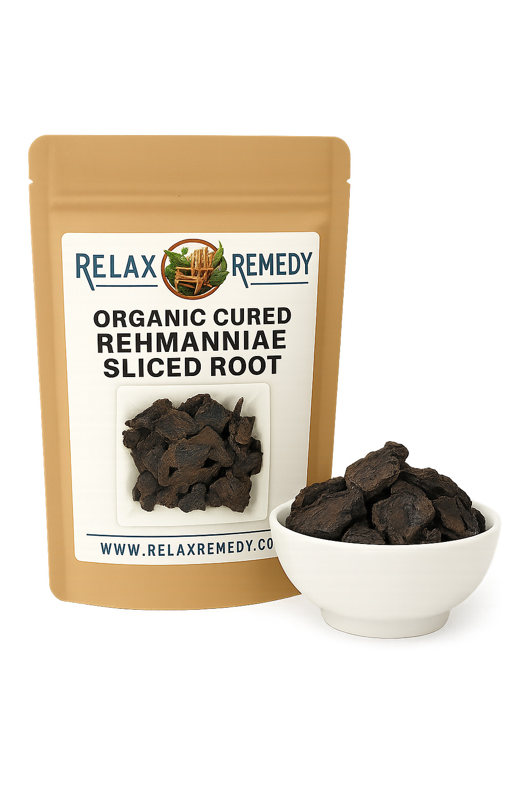 Organic Cured Rehmannia Sliced Roots - 100% Pure, Non-GMO Rehmannia Glutinosa