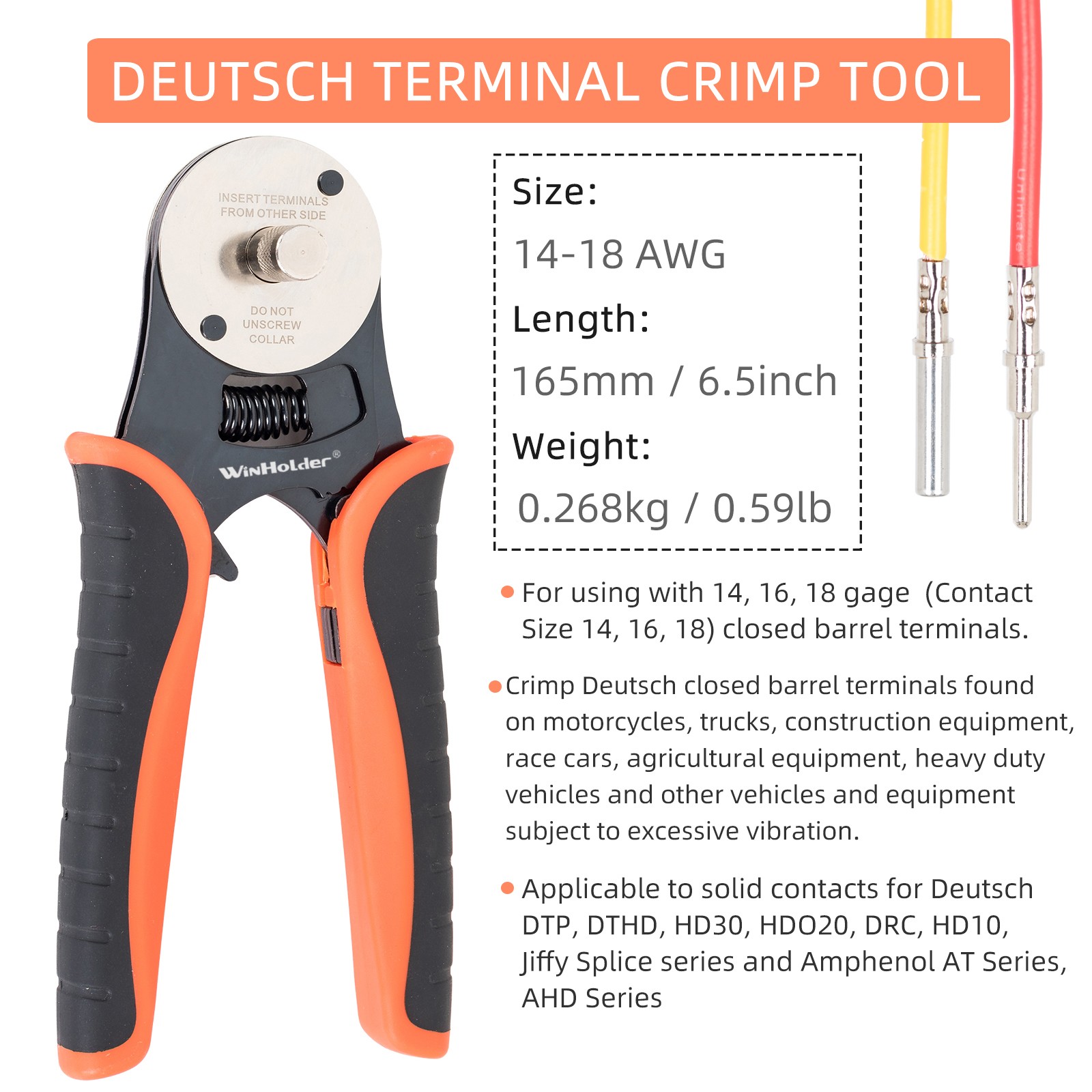 Deutsch D-Sub Crimp Tool 14-16-18AWG Solid Contacts 4 Way Indent Tool Connector