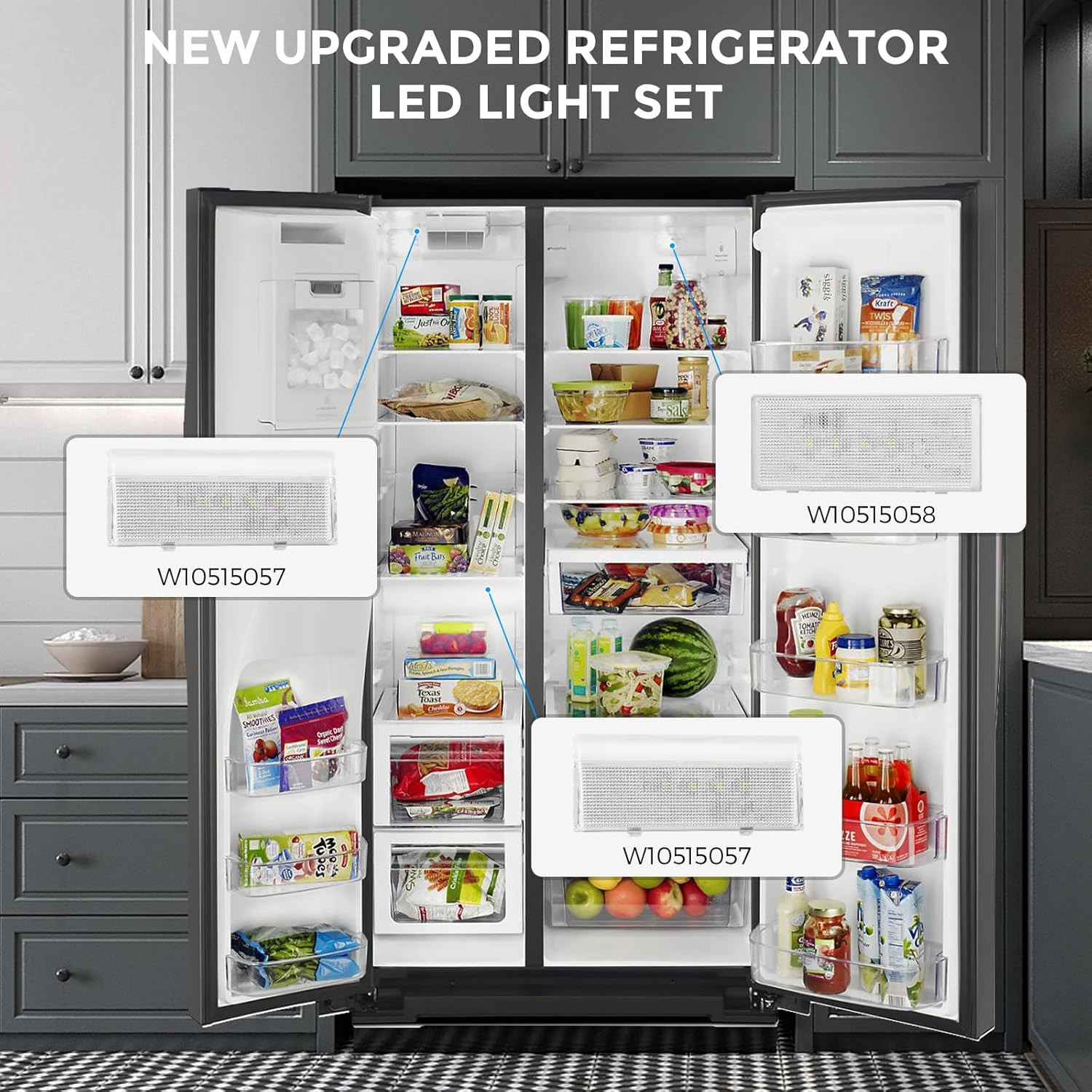 New Upgraded Refrigerator LED Light Set - Compatible with Whirlpool, Kenmore, Ma