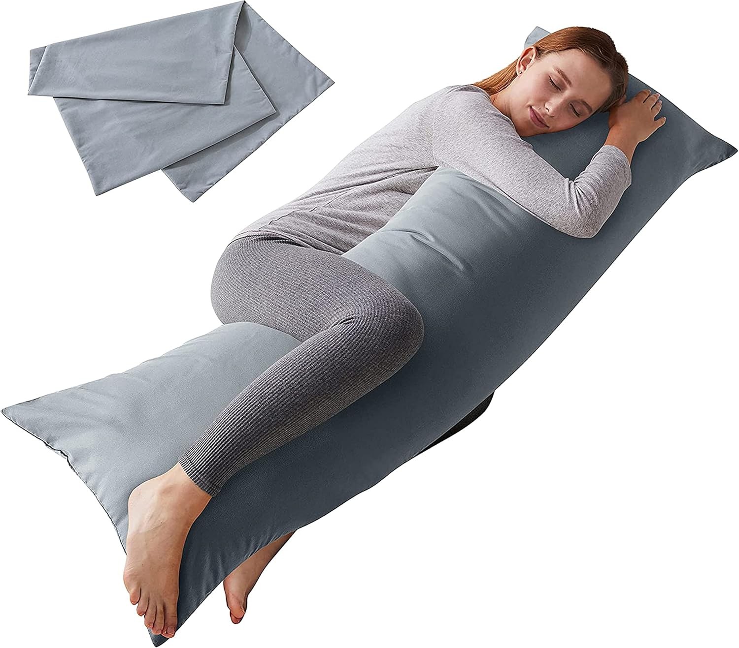 Body Pillow with Pillowcase - Soft Long Bed Pillow for Adults