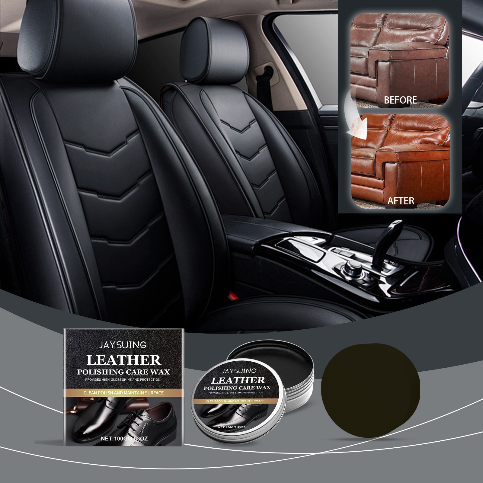 Leather polishing and care wax