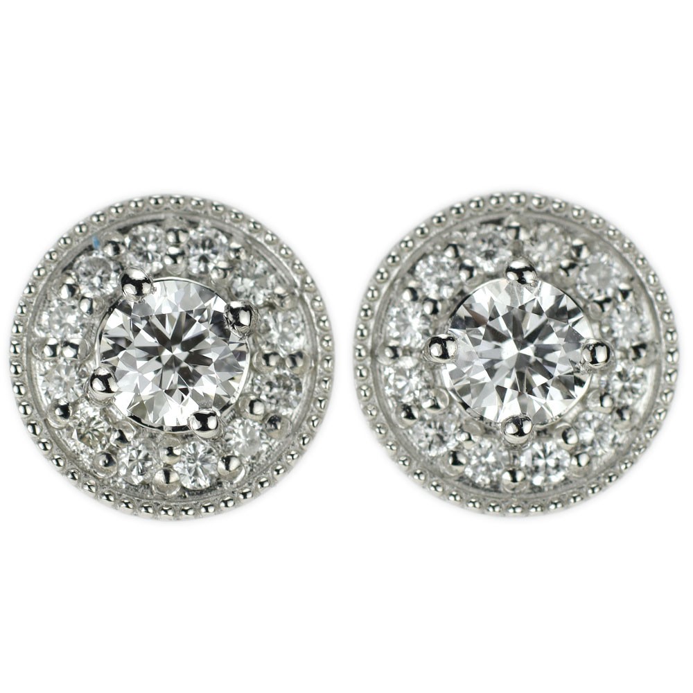 Brand New Pt950/Pt900 Finest Diamond Earrings 0.40ct D IF 3EX D0.20CT Forged Mil