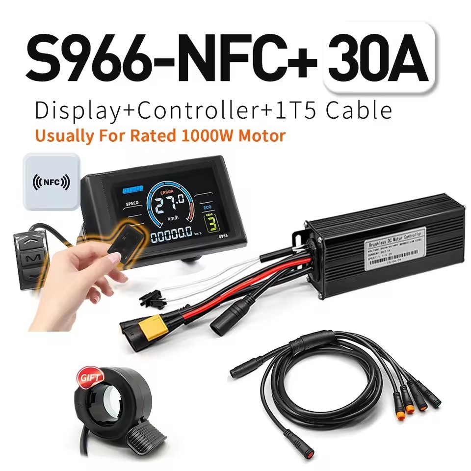E-bike 17A 26A 30A Sine Wave Controller+S966 (NFC) Color Display +Throttle USA