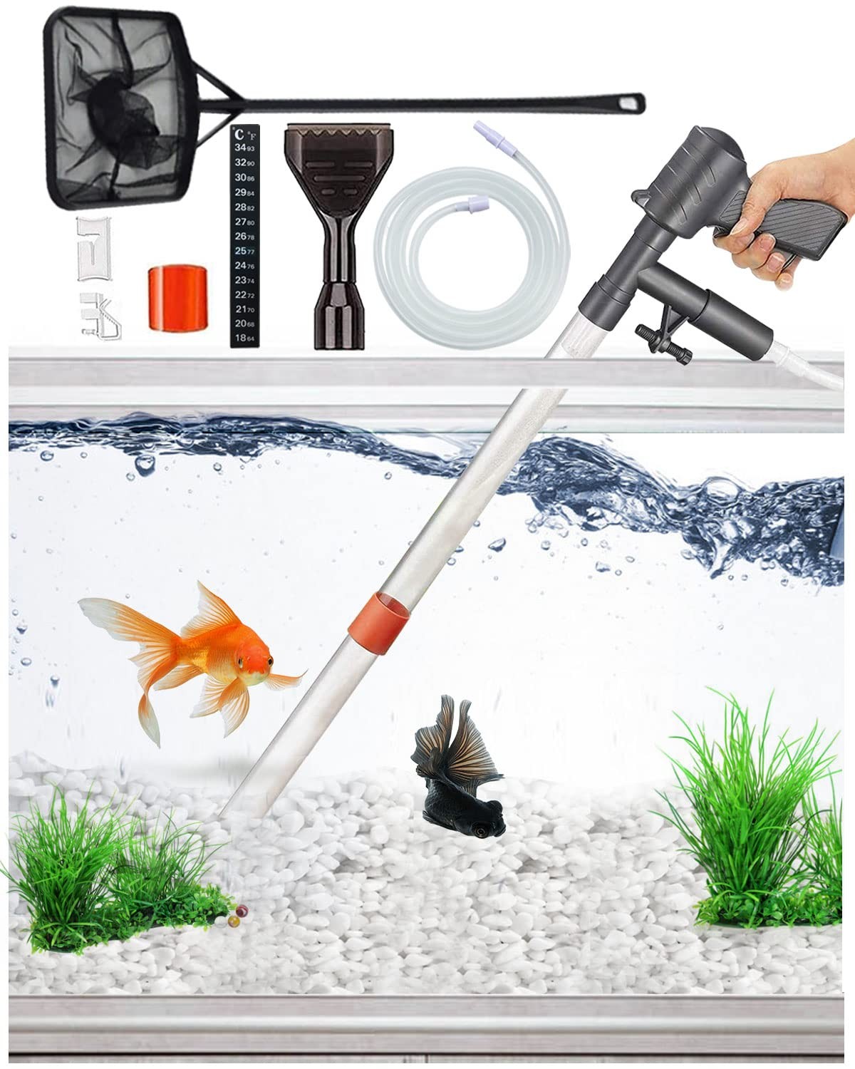 Aquarium Gravel Cleaner [2025 Edition] Vacuum Fish Tank Vacuum Cleaner Tools ...