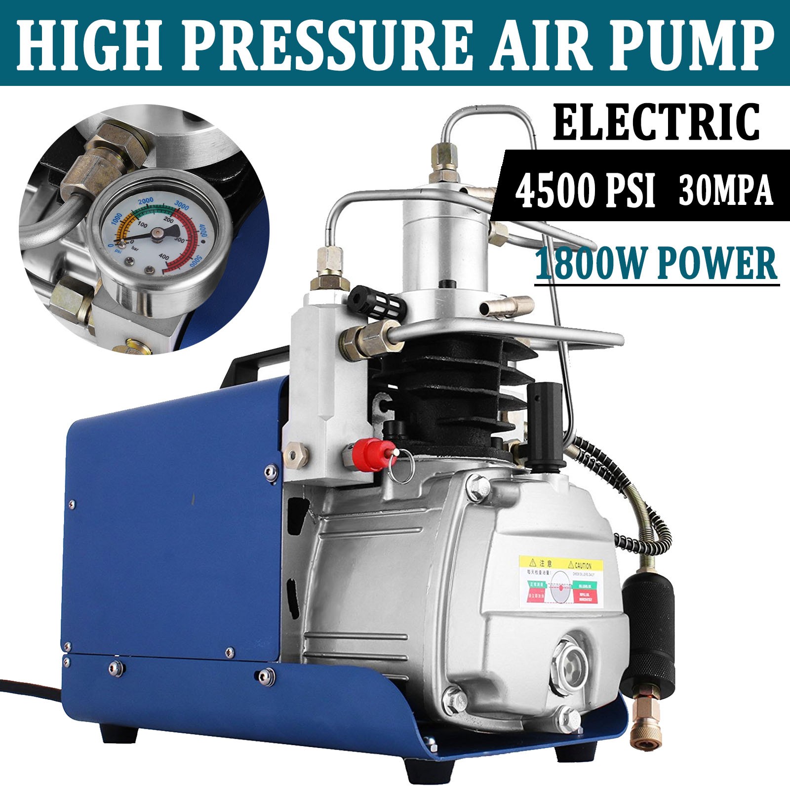YONG HENG 4500PSI 30Mpa High Pressure Air Compressor Pump 110V PCP Scuba Rifle