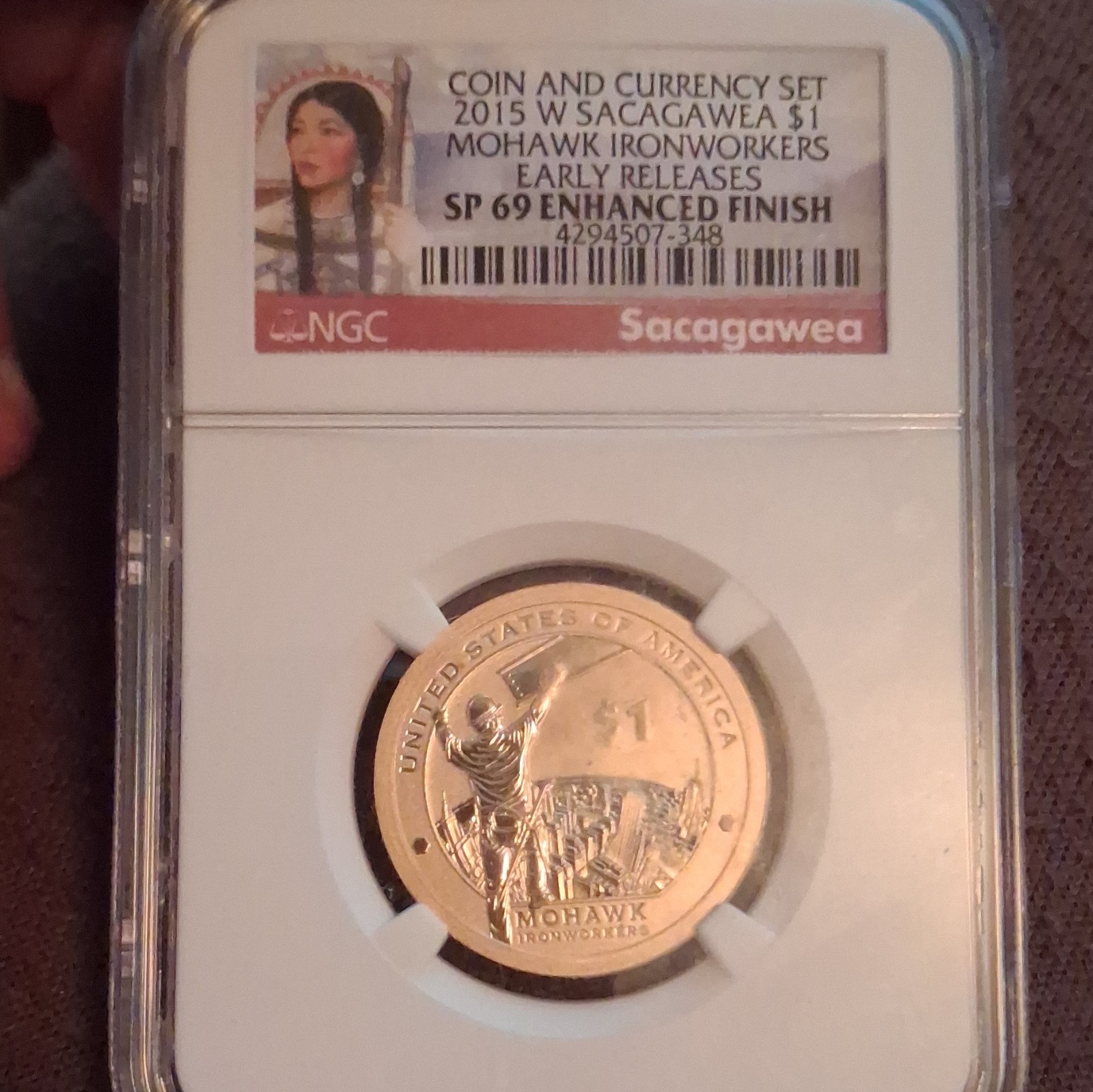 2015-W $1 Native American Dollar Sacagawea Mohawk Ironworkers NGC SP69