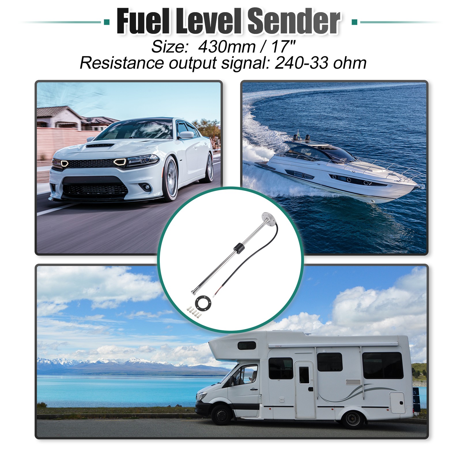 17" 430mm Boat Fuel Sending Unit Marine Gas Water Level Gauge Sensor 240-33ohms