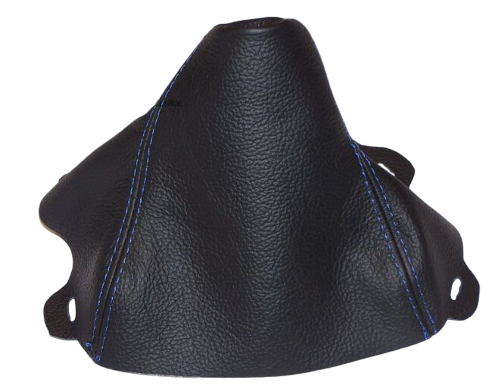 Shift Boot For Bmw Series 1 E81 E82 E87 E88 2004-2011 Black Leather Blue Stitch