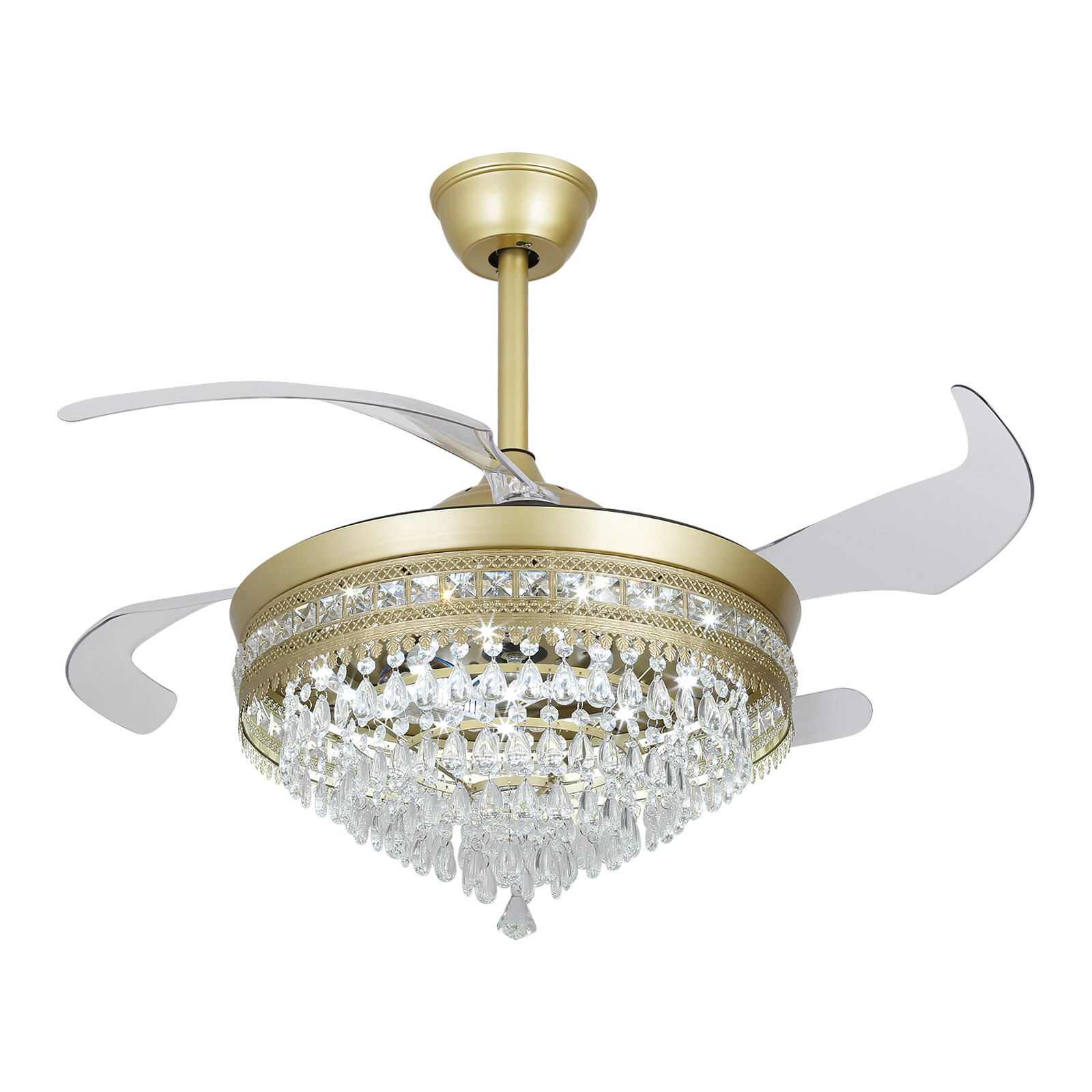 Modern Crystal Ceiling Fan Light with Remote Control and LED IlluminationUS