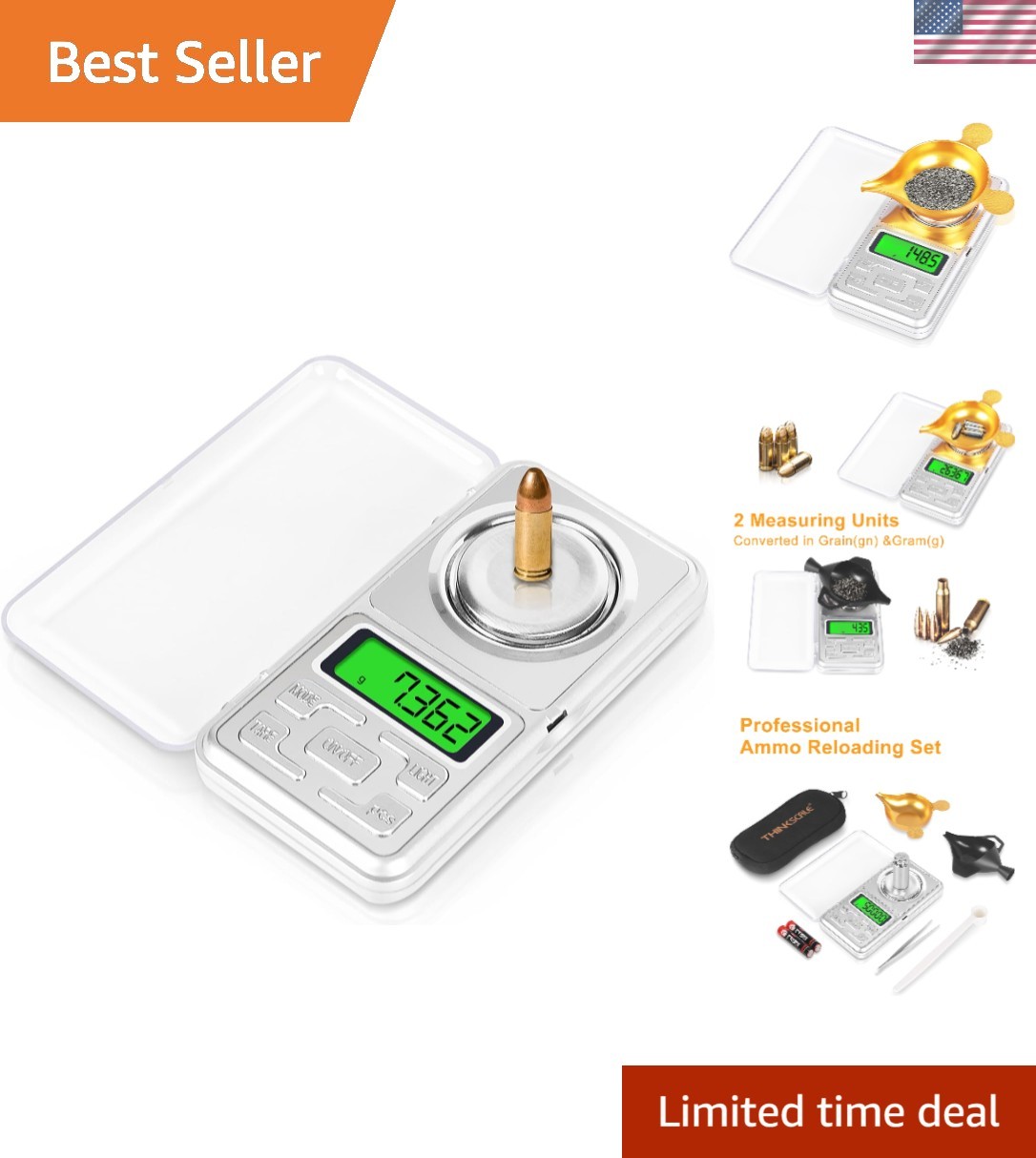 Digital Reloading Scale 1500 Grain / 0.1Gn with LCD Display for Reloading, Weigh