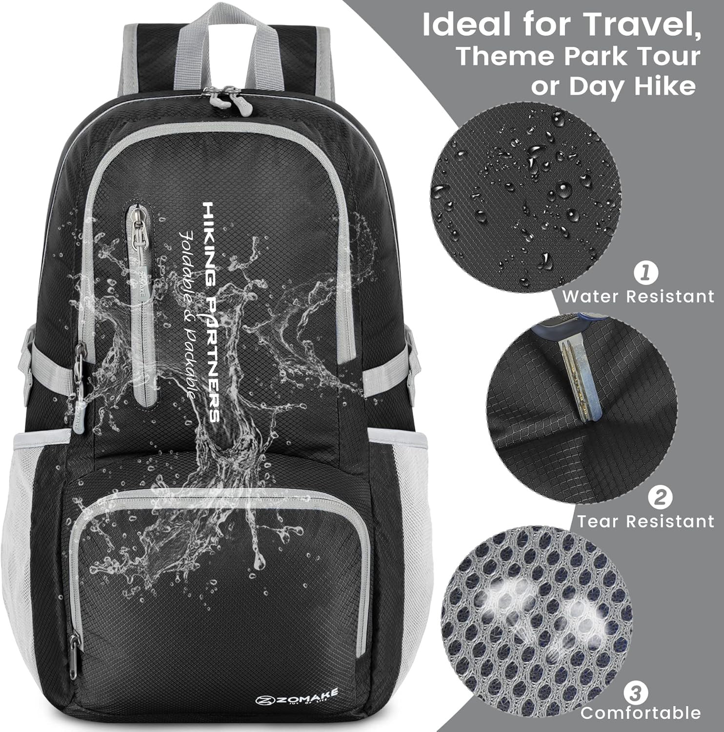 ZOMAKE Lightweight Packable Backpack, 35L Light Foldable Hiking Backpacks Water