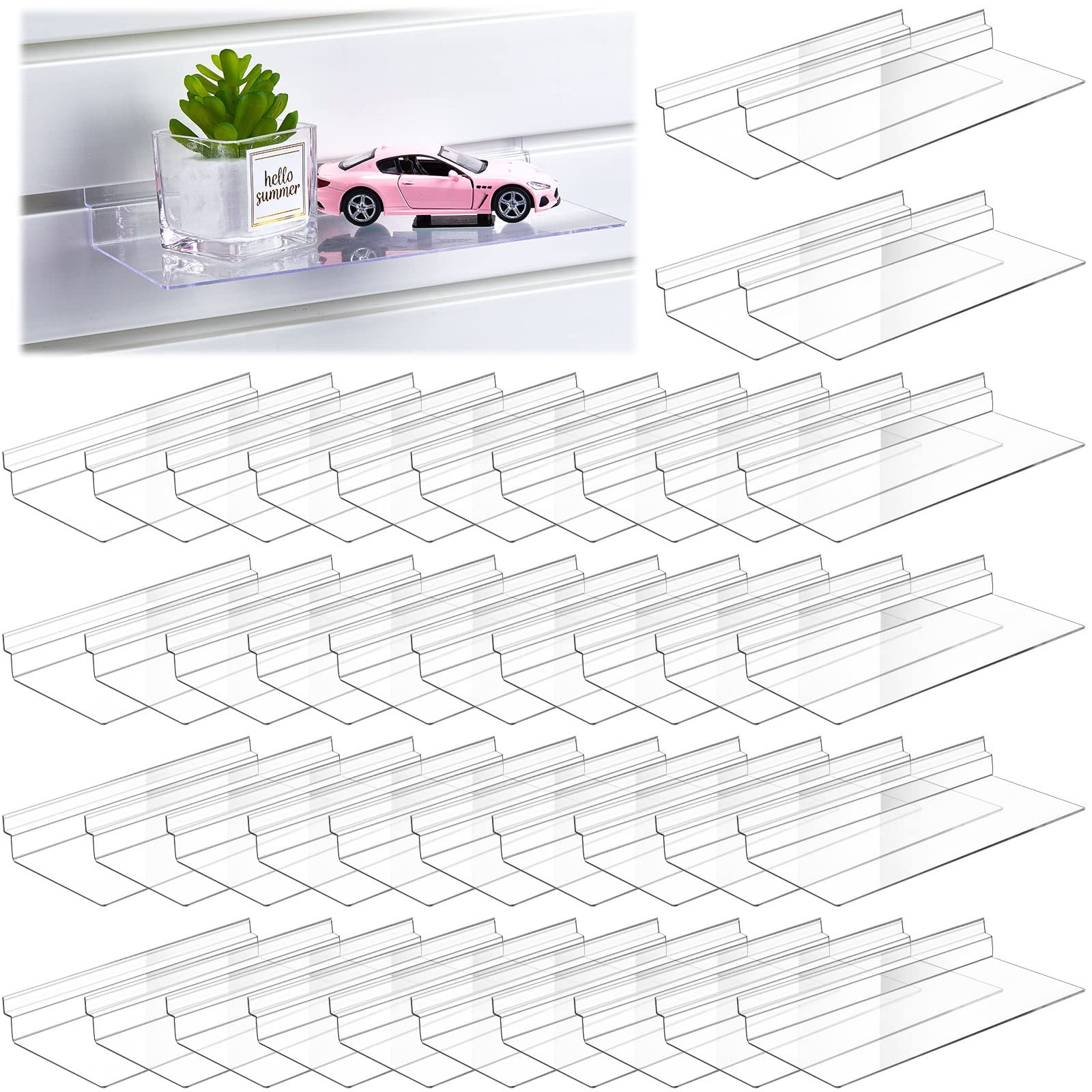 45 Pcs Clear Slatwall Wire Shoe Shelves 4.5x10 Inch Retail Wall Display