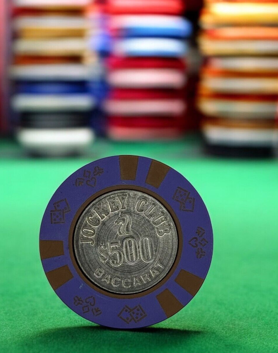 JOCKEY CLUB CASINO LAS VEGAS $500 PURPLE INCUSED COIN BACCARAT CHIP