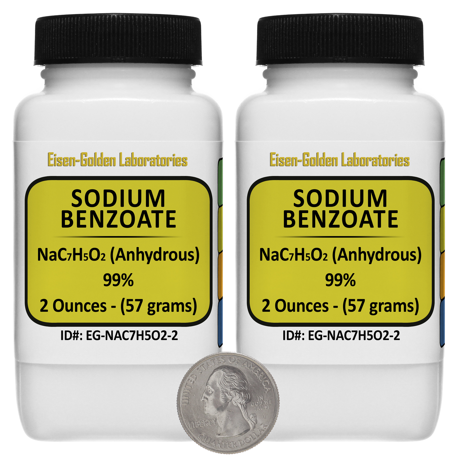Sodium Benzoate [NaC7H5O2] 99.9% USP Food Grade Micropellets 4 Oz in 2 Bottles