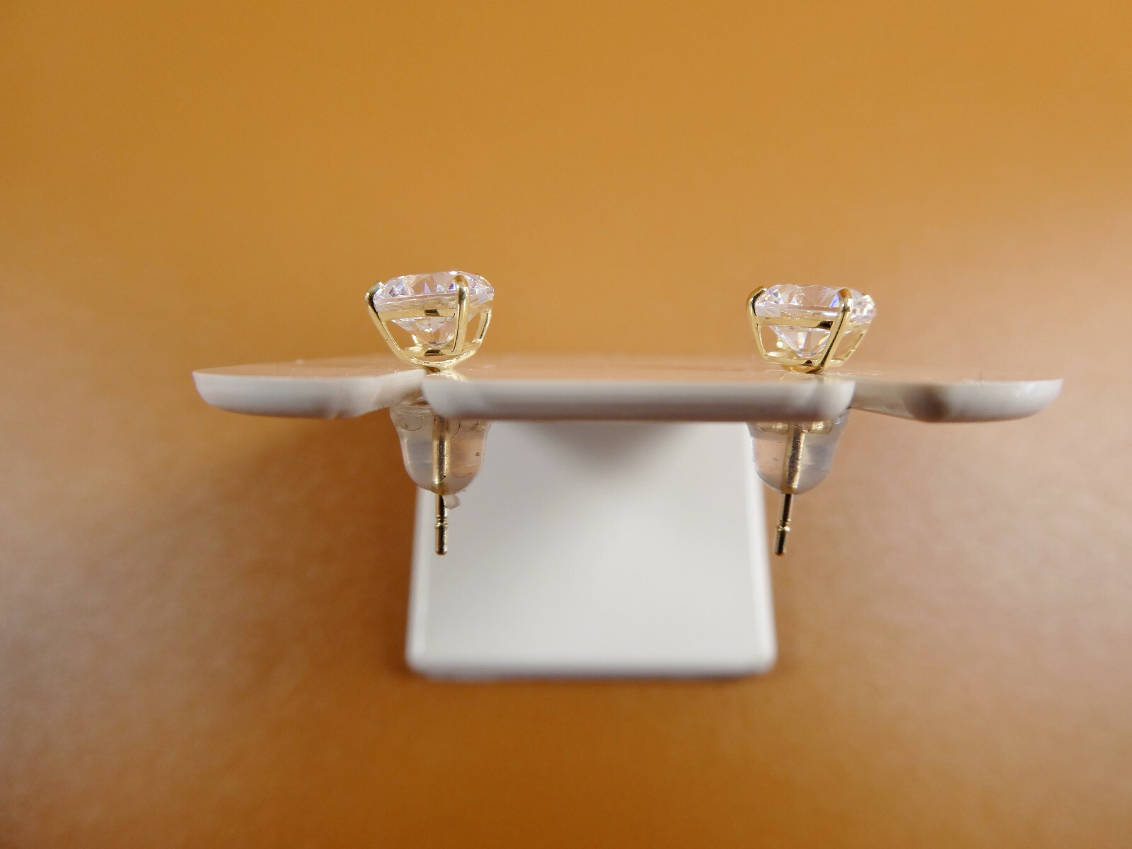 10K REAL SOLID YELLOW GOLD STUD PUSH POST PRONG SETTING BASKET EARRING