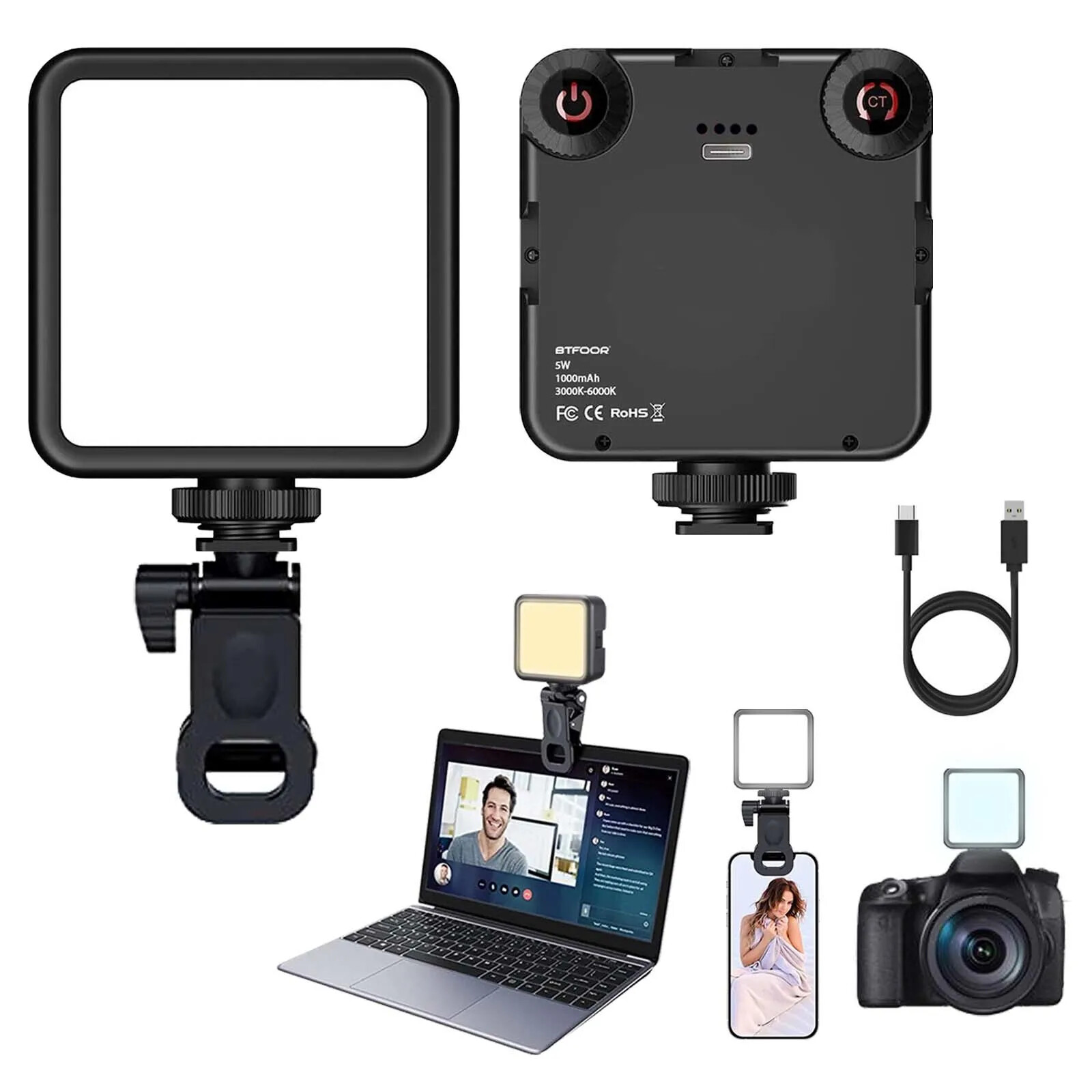 LED Clip Video Light Portable On-Camera 3000K-6000K Bi-Color Lighting Cold Shoe