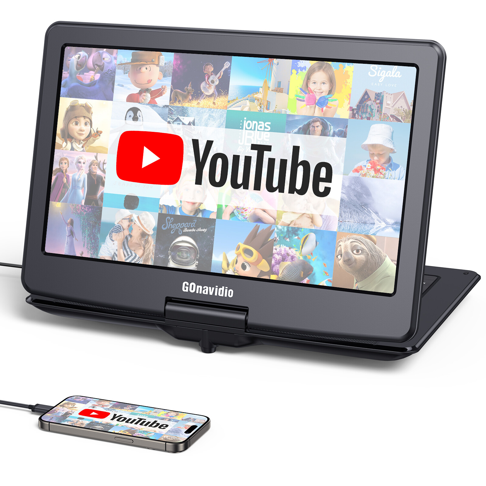19" Full HD Portable DVD Player with 16" Screen HDMI Region Free USB Battery AV