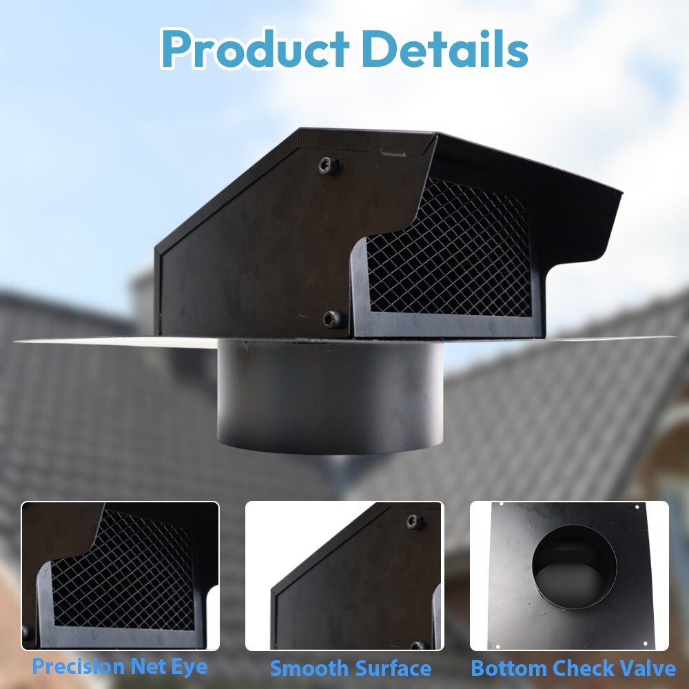 6 Inch Removable Roof Vents Galvanized Steel Exhaust Vent with Damper for Houses