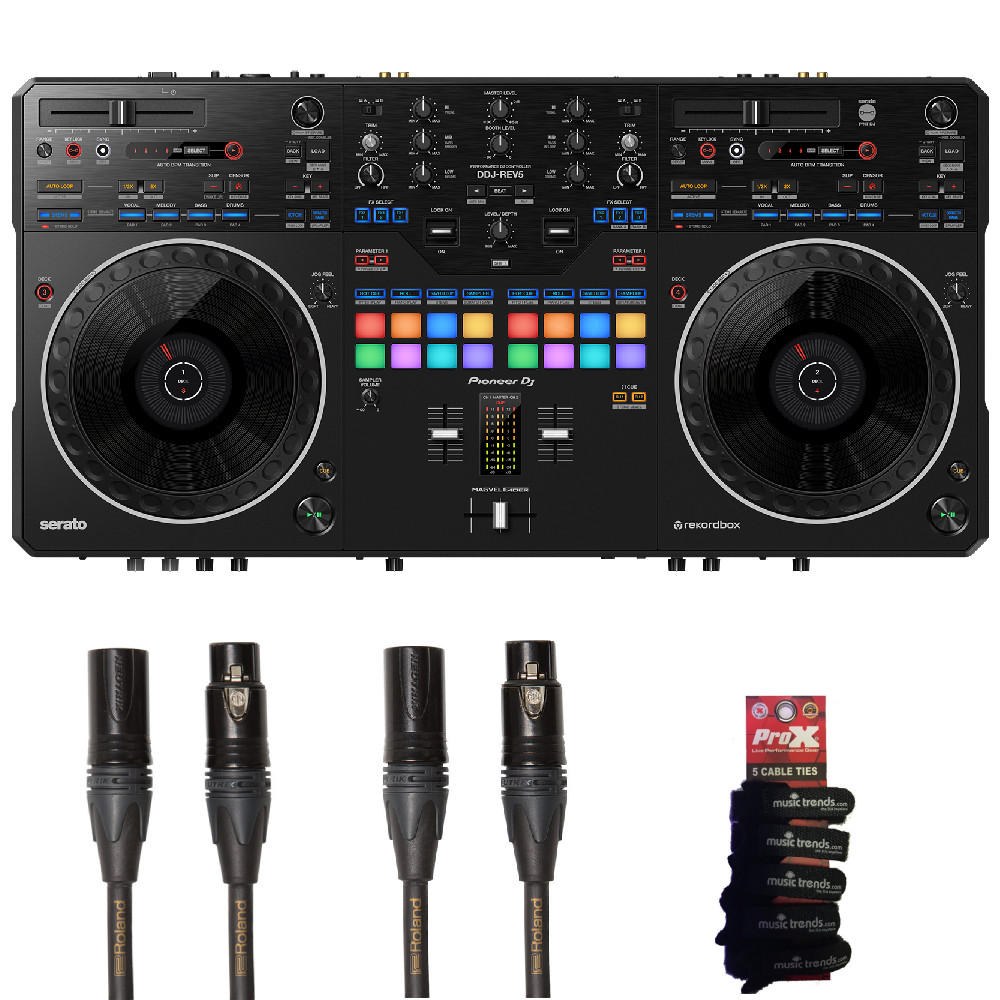 Pioneer DJ DDJ-REV5 Scratch-style 2-channel performance DJ controller+ Gold XLRs