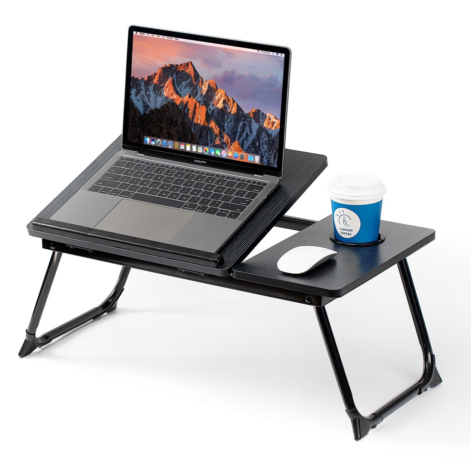 Laptop Desk for Bed Couch, Adjustable Foldable Bed Table with Cup Holder