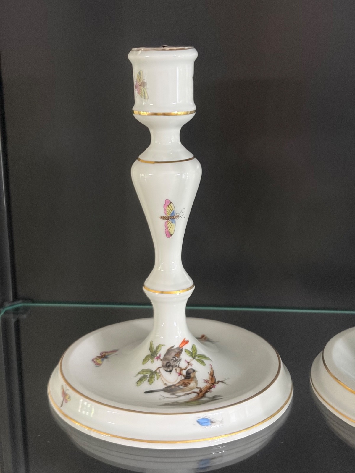 Herend Rothschild Bird Assorted Porcelain Pieces Shell Leaf Dishes Candlesticks