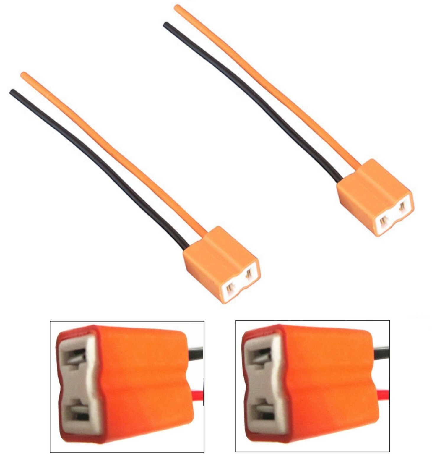 Wire Pigtail Female Ceramic S H7 Two Harness Head Light Low Beam Socket Plug Fit