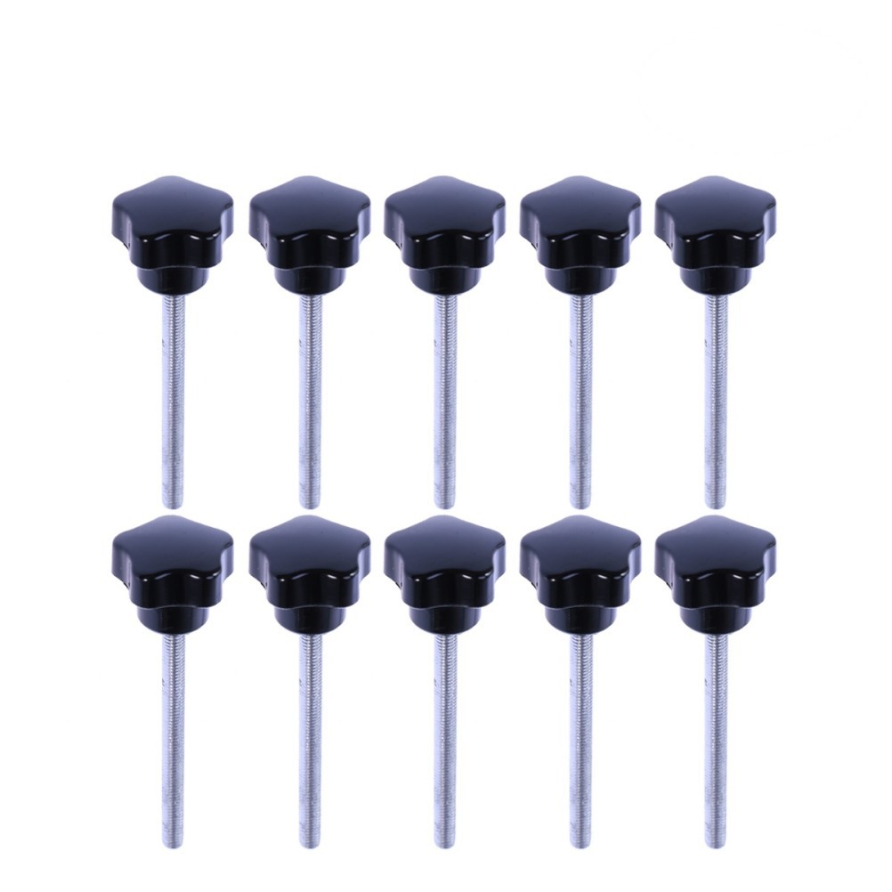 10 PCS M5x60 Hole Five Star Screw Grips Clamping Knobs (Black)