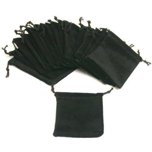 20 New Black Velvet Drawstring Jewelry Pouches