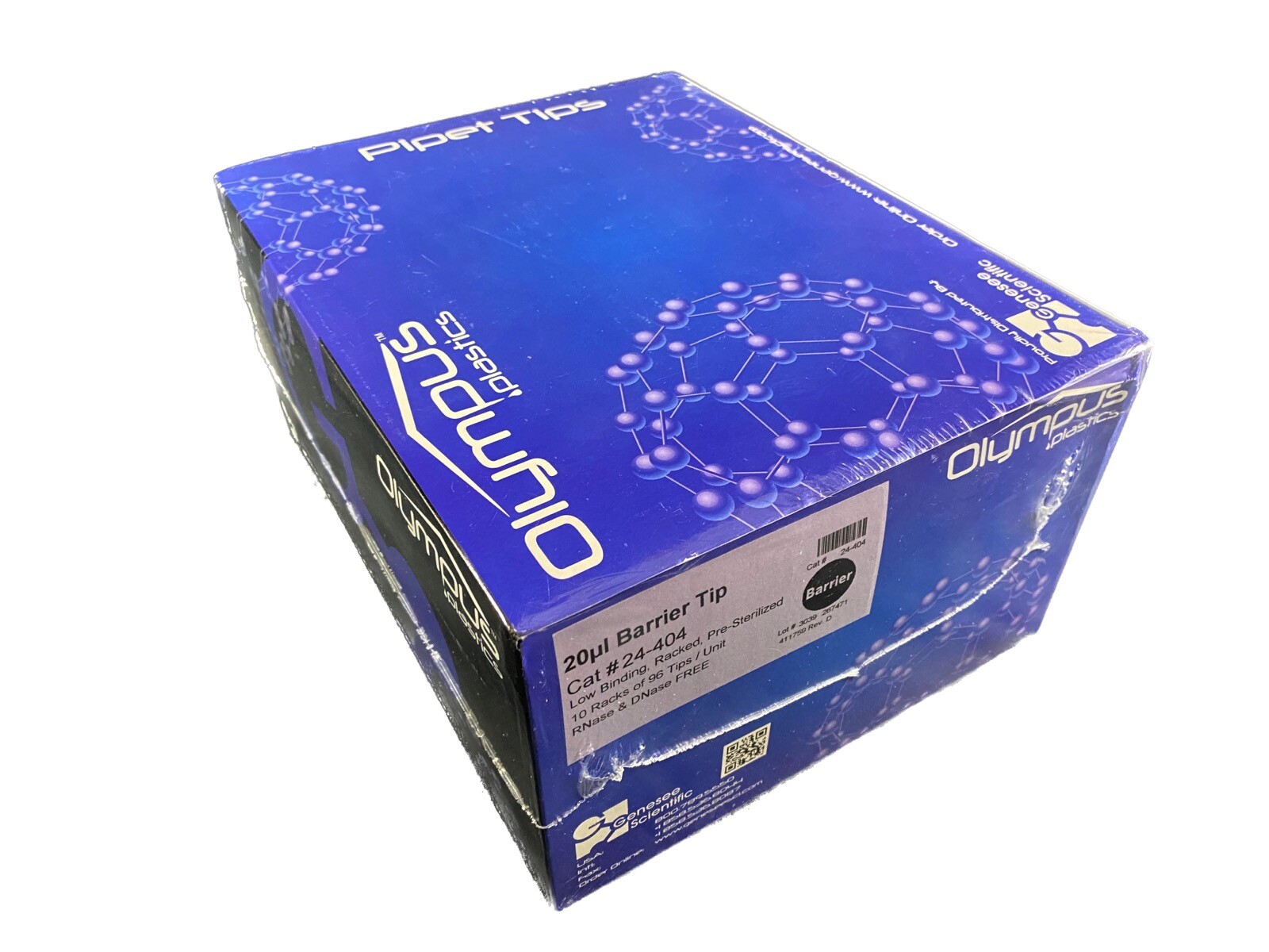 OLYMPUS PLASTICS 20µL Ergonomic Filter Pipet Tips Low Binding 24-404 (960/cs)