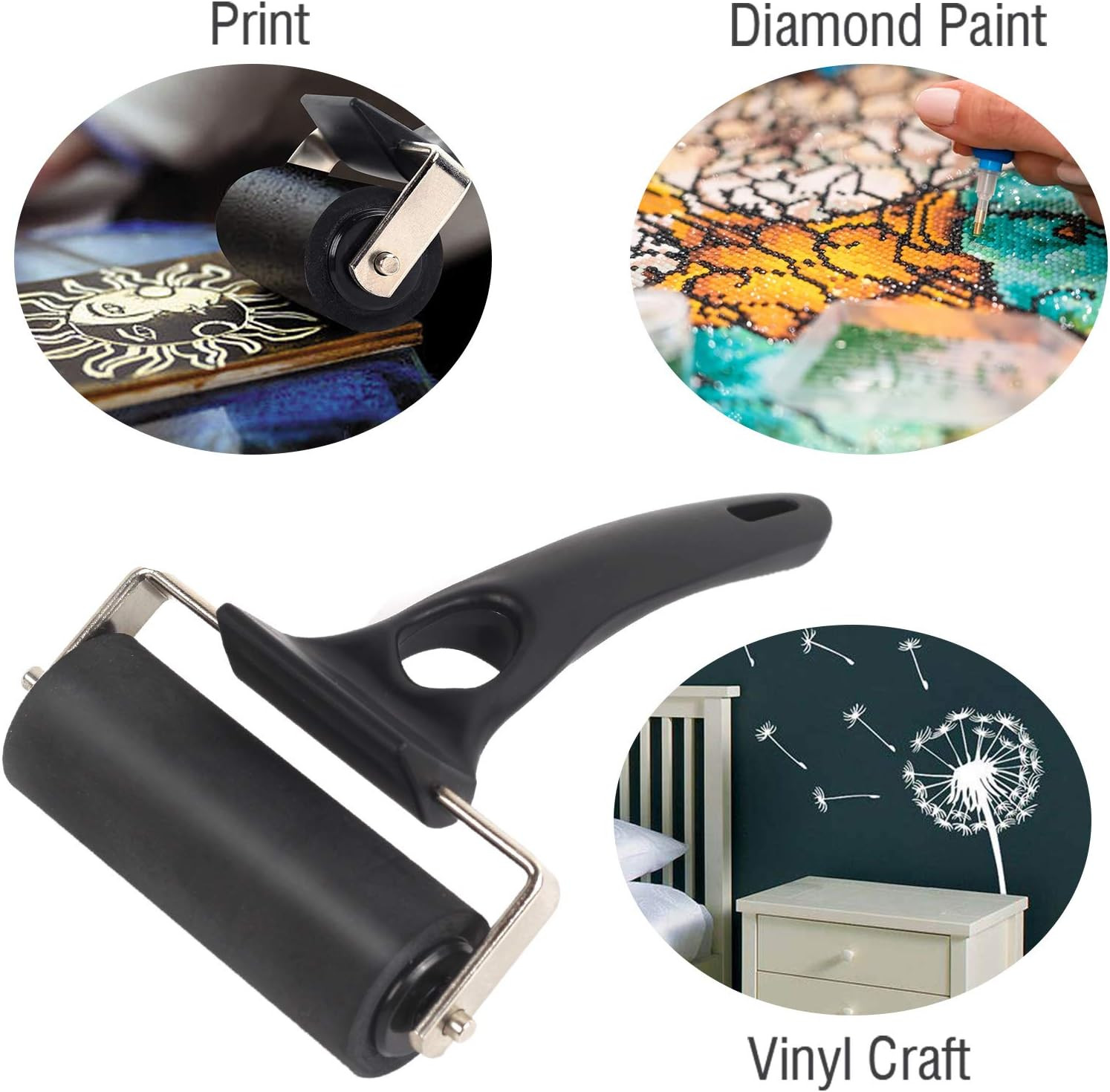 Rubber Roller Brayer for Crafting - Ink Roller Tool for Printmaking, Glue, Block