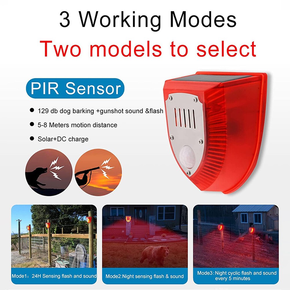 Solar Animal Repeller Light with Alarm & Motion Sensor Outdoor