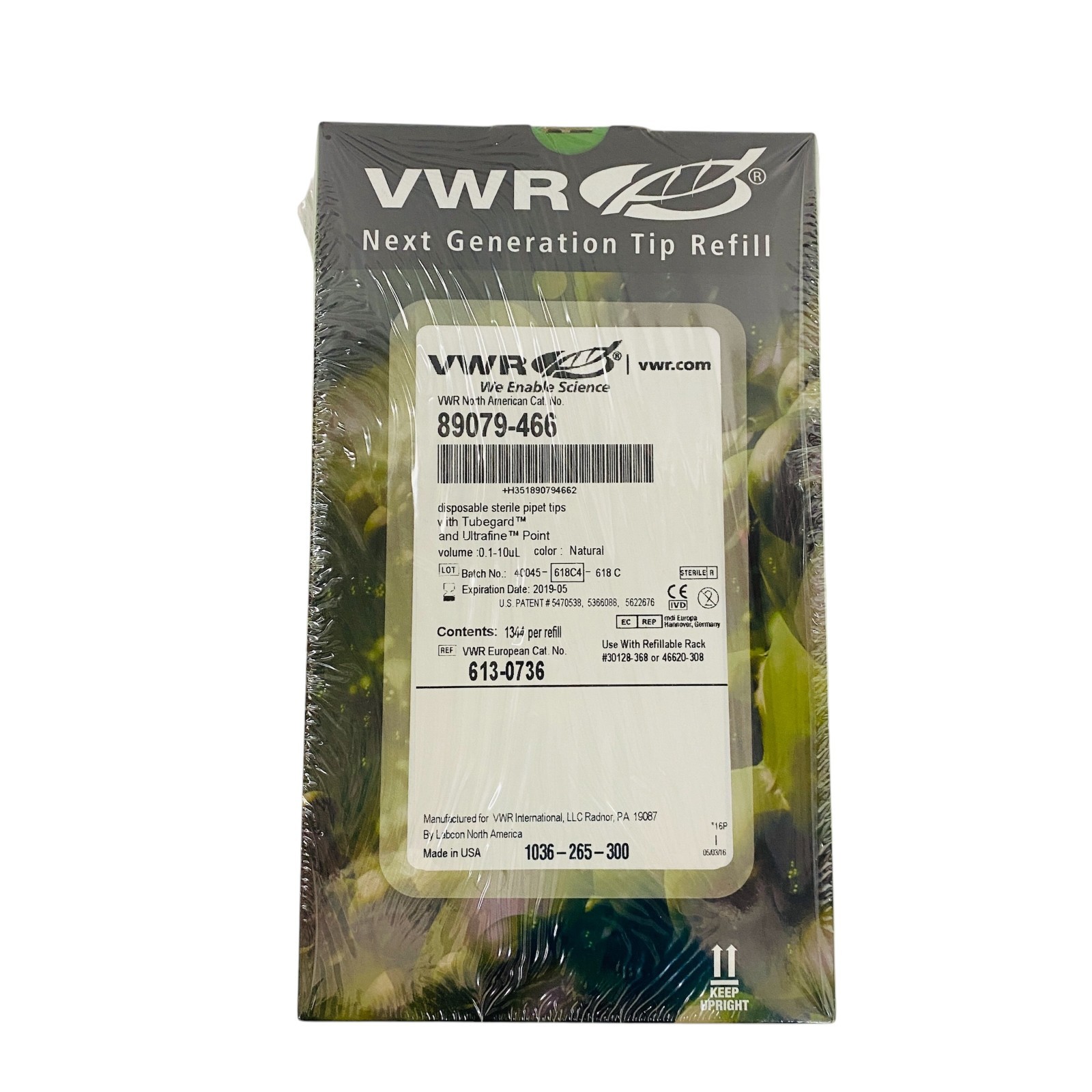 VWR 89079-466 Next Generation Pipette Tip Refill 0.1-10uL Sterile, 1344 Tips