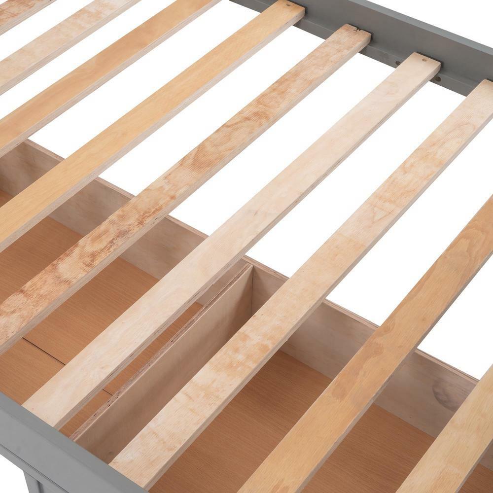 Modern 2 Tiers Twin Design Solid Wood Bed Bunk Beds Ladder Guard Rail Frame New