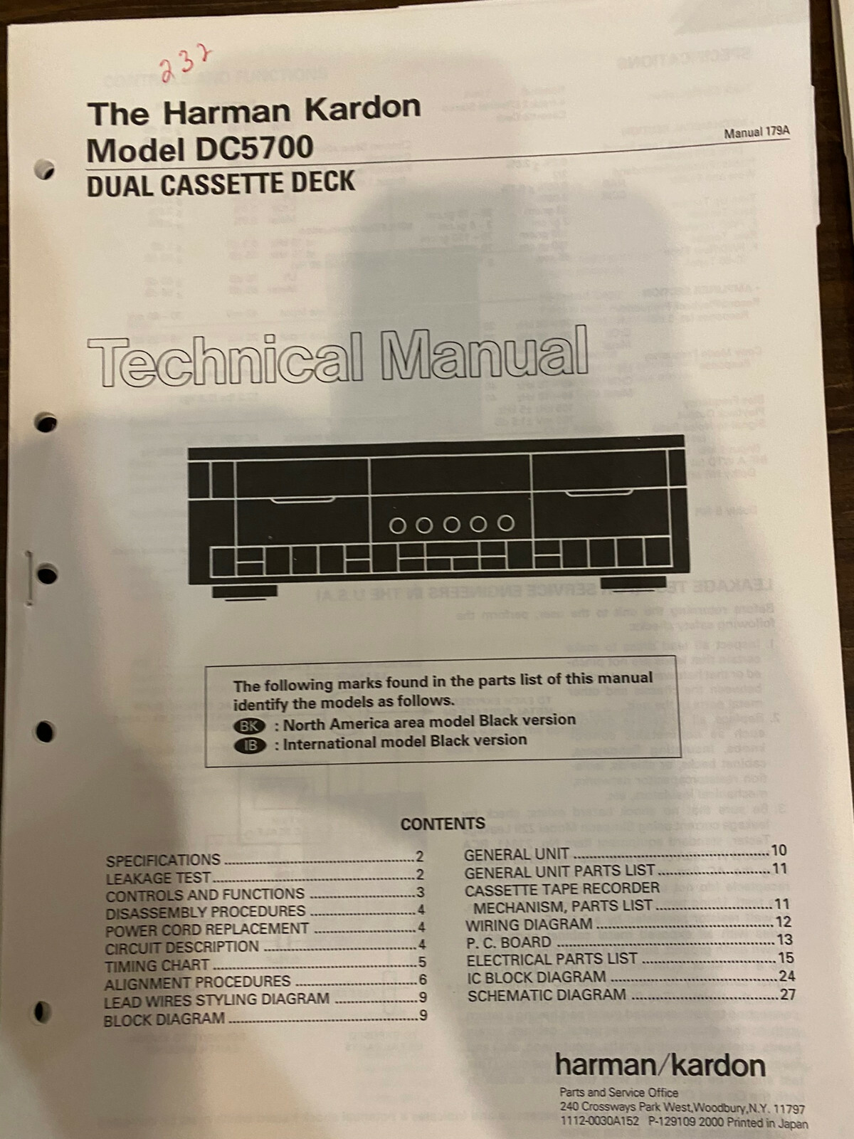 HARMAN KARDON DC5700 DC-5700 Service Manual ORIGINAL* BOOK OR PDF-FREE SHIPPING