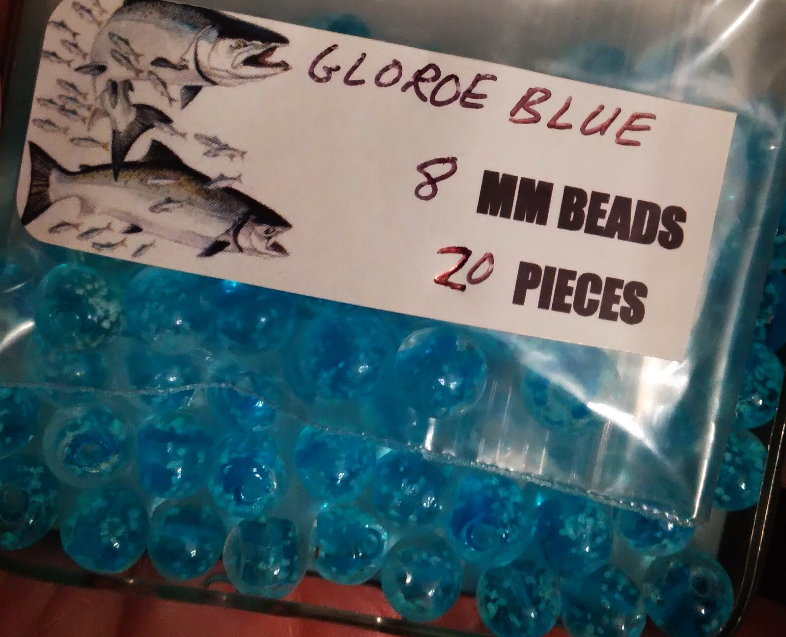 Heavy sink Fishing Premium Trout/Salmon/Steelhead Beads 8mm 20ct glow roe blue