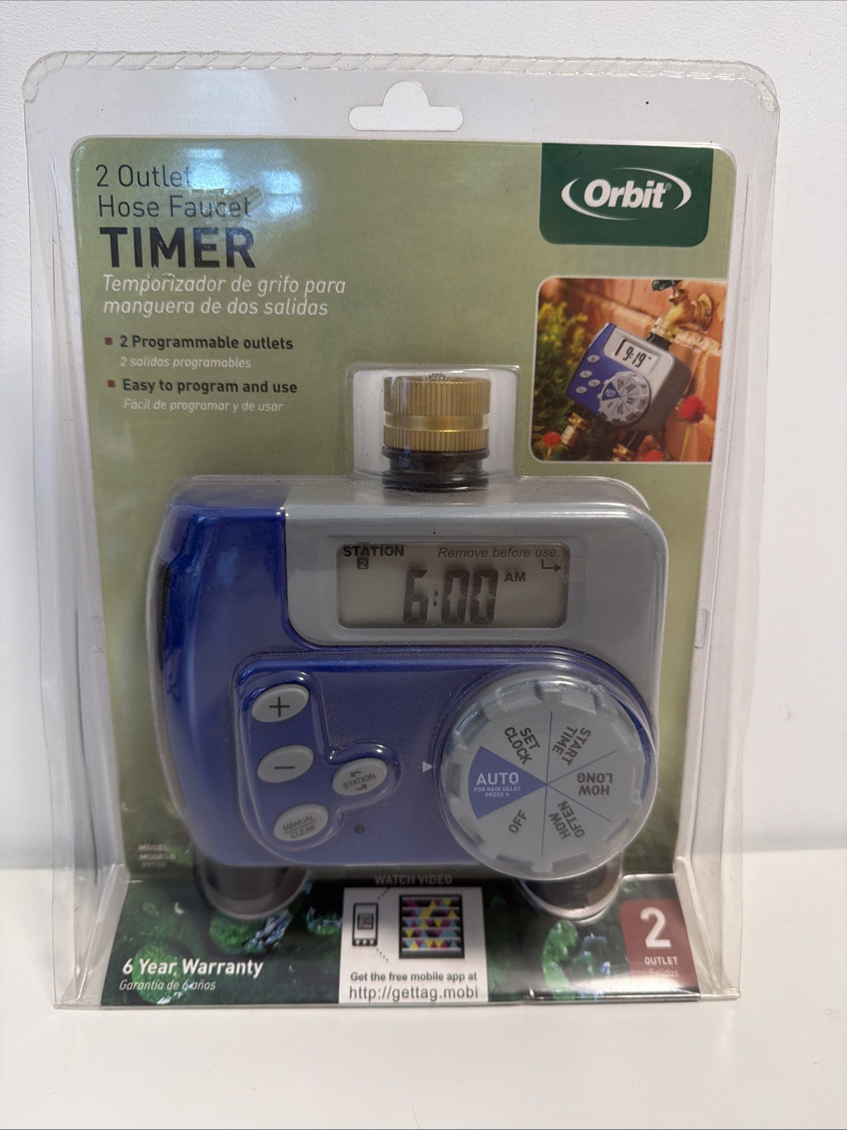 Orbit Dual Valve Digital Watering Hose Timer Water Faucet Bib Programmable 27133