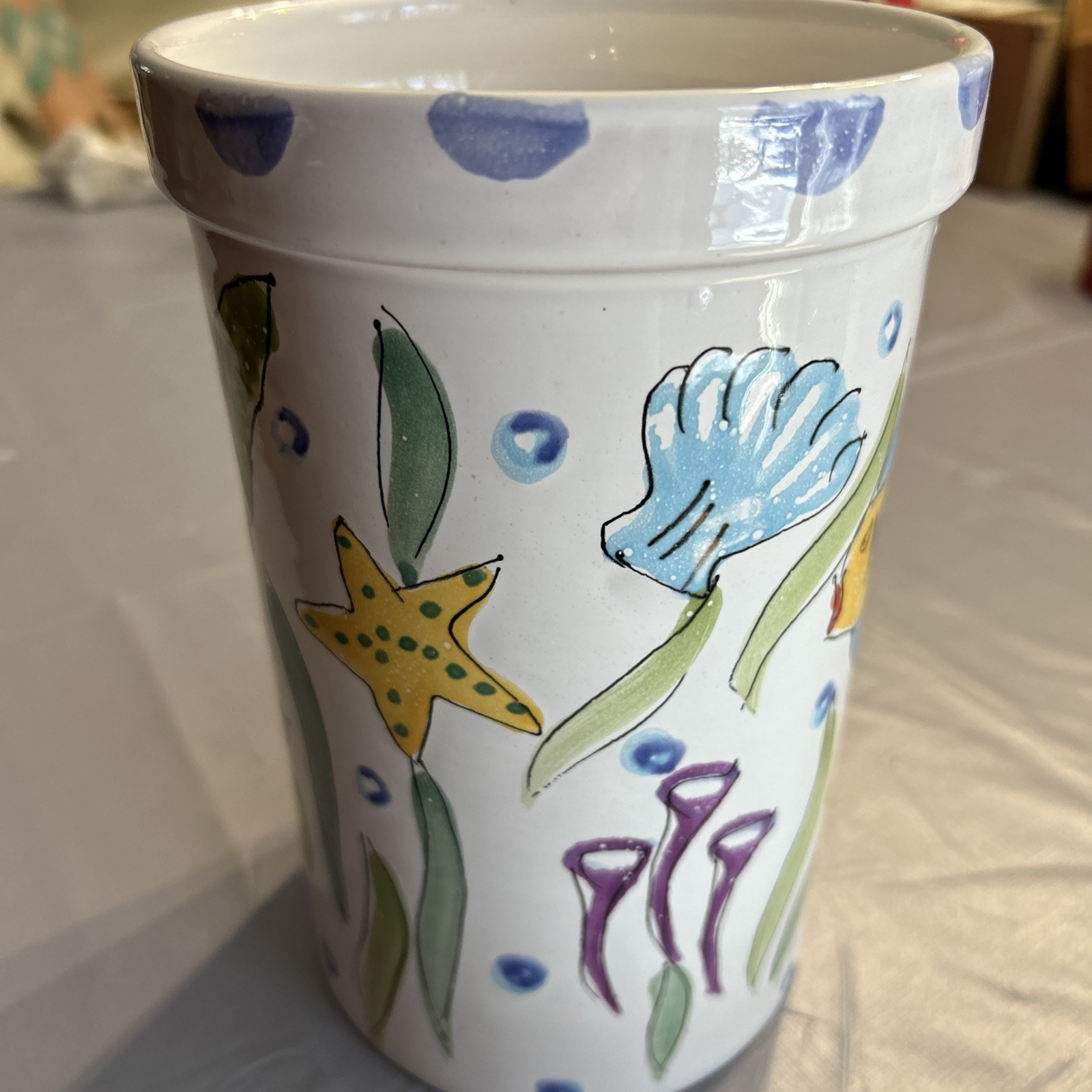 Wine Cooler Kitchen Utensils Vase With Tropical Fish EUC