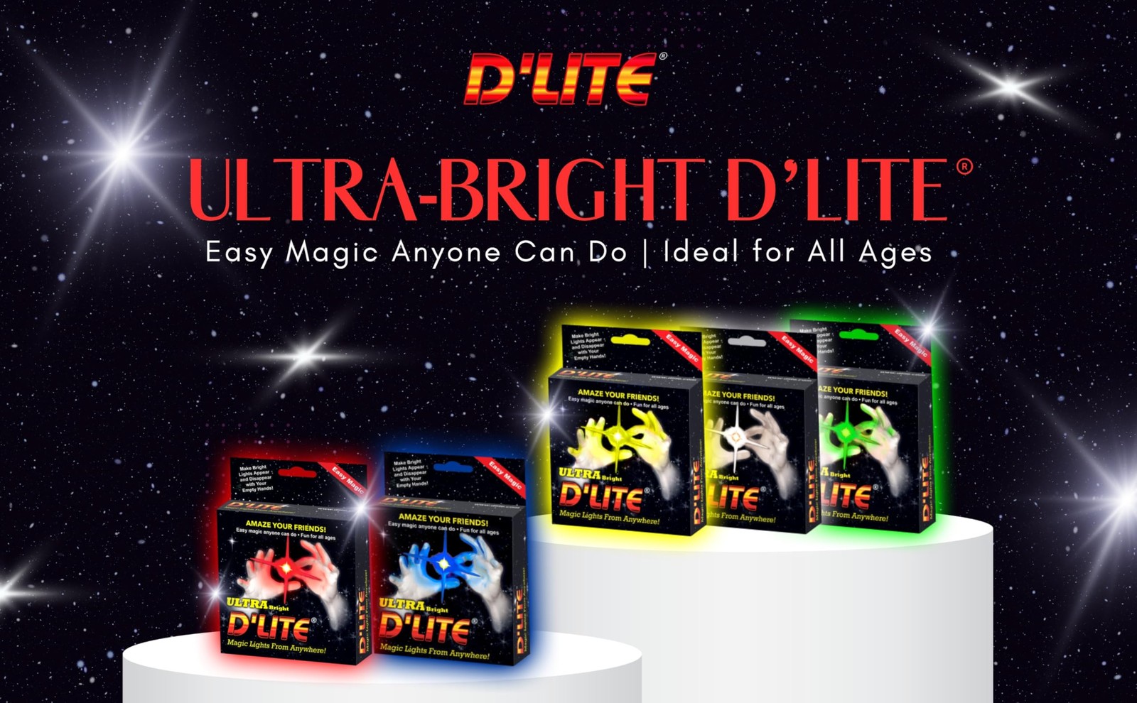 D'lite Magic Thumb Lightup Trick Set / 2 Original Amazing Ultra Regular Blue