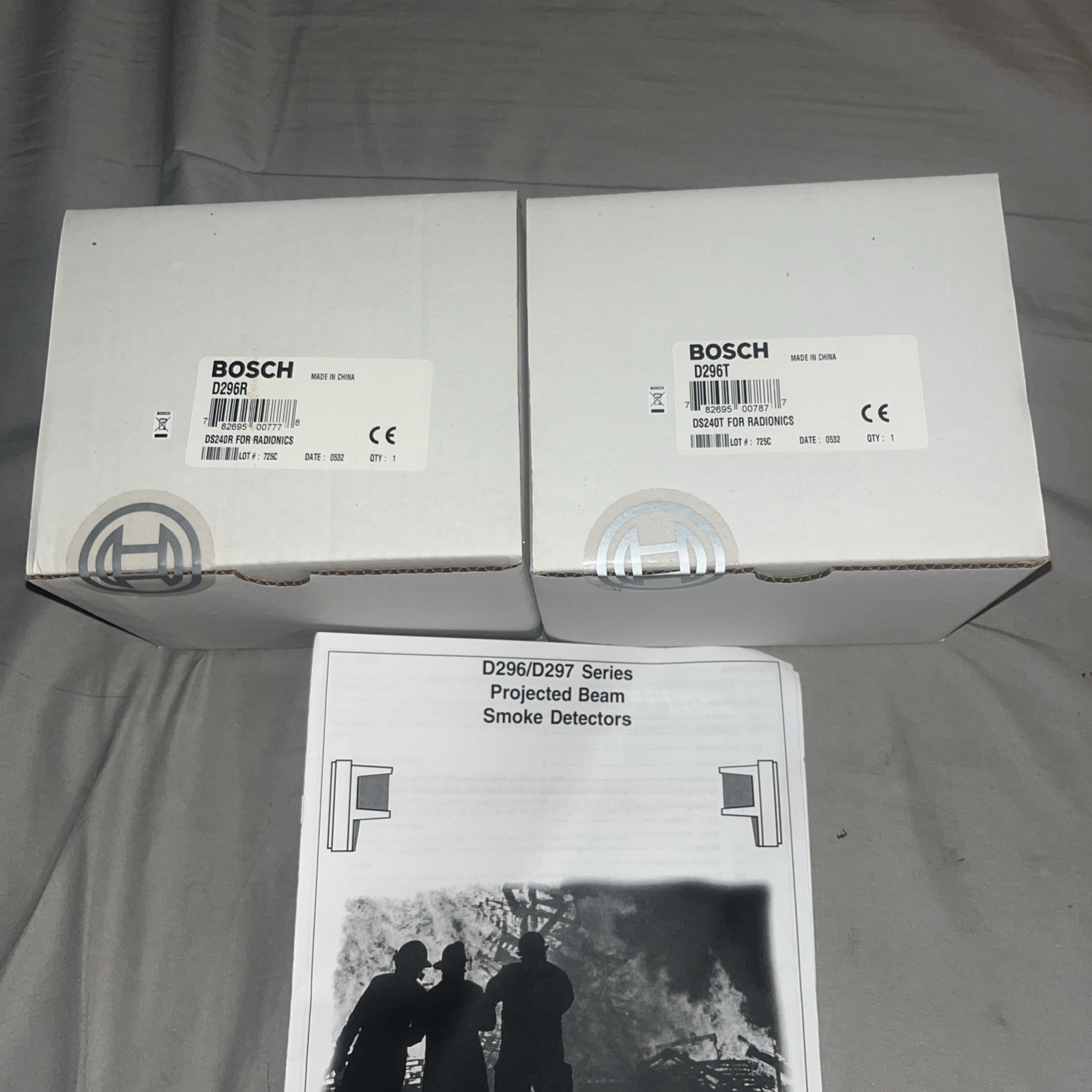 (2) NEW Bosch D296R Long Range Beam Smoke Detector 24V Both Sealed