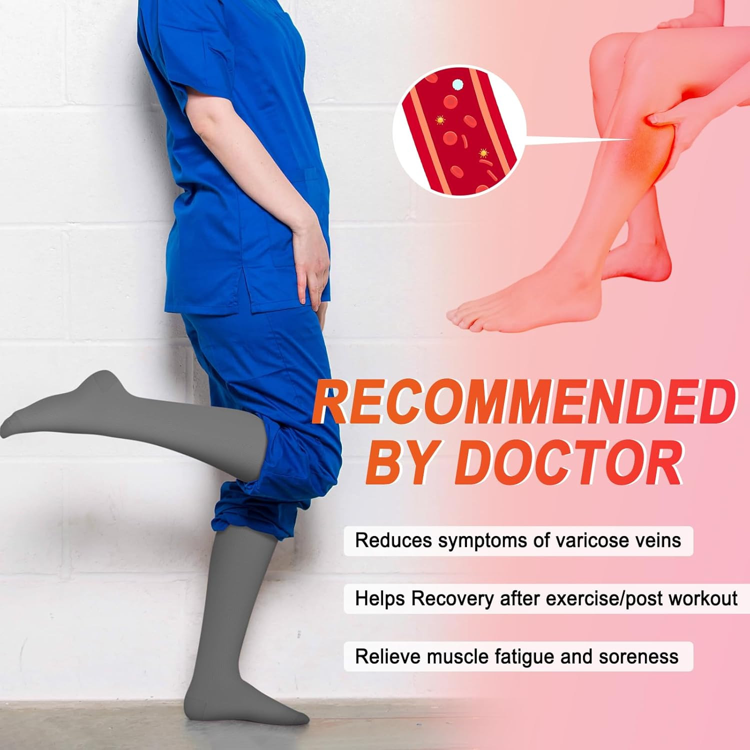 Iseasoo 4 Pairs Compression Socks for Women Circulation-Best Support for Nurses,