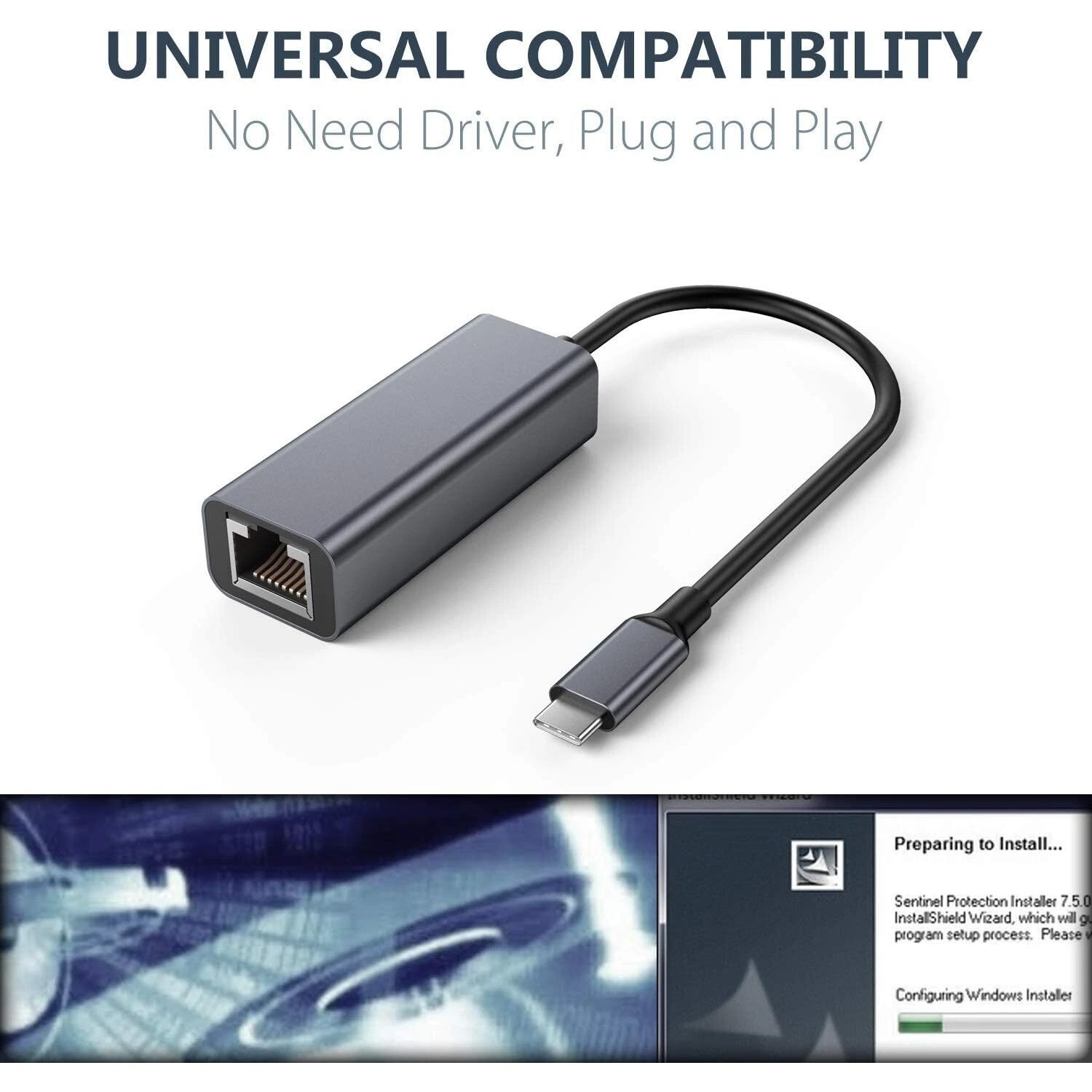 USB-C 3.0 Gigabit Ethernet LAN RJ45 1000Mbps Network Adapter for PC Mac Android