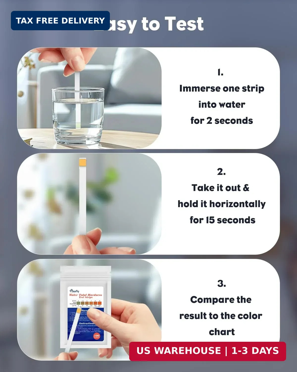 Water Hardness Test Kit Strips for Drinking Well Pool Spa 100 Count 1 Pack