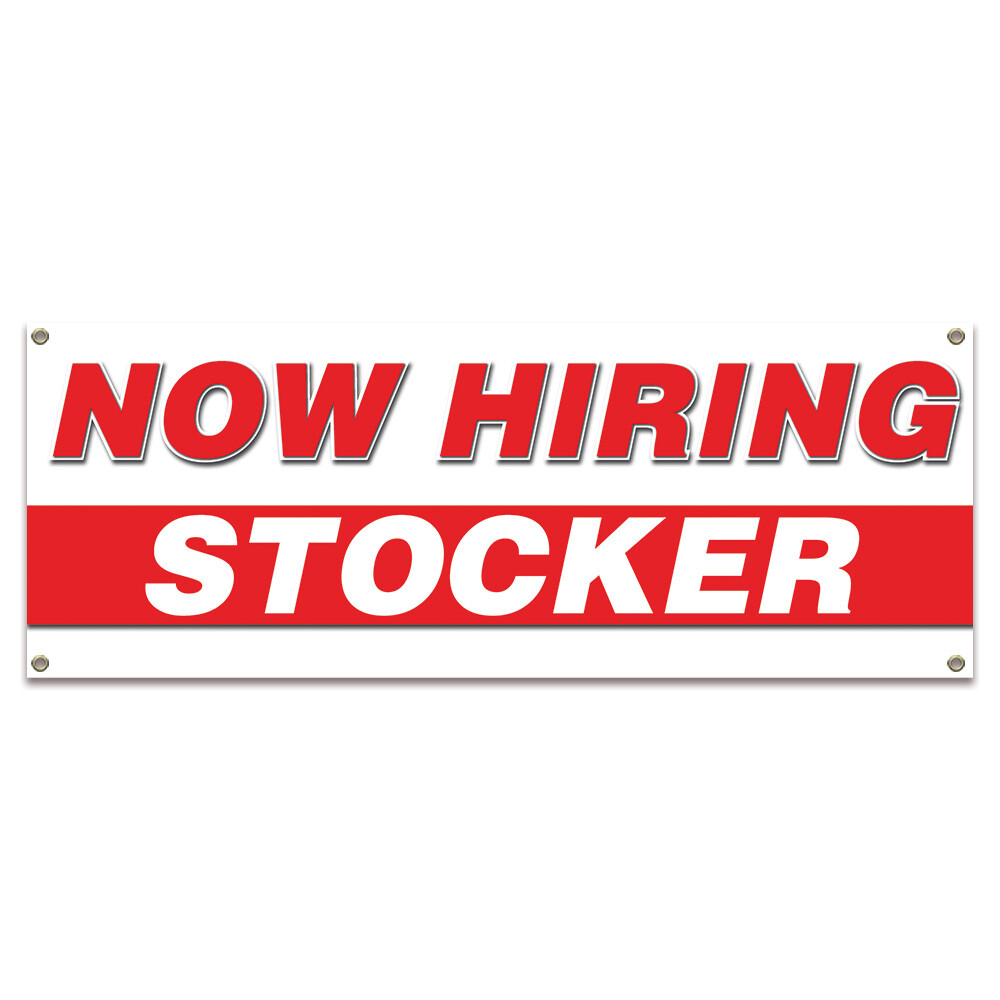 Now Hiring Stocker Banner Apply Inside Accepting Application Single Sided