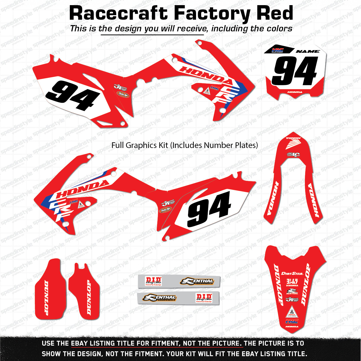 Graphics Kit for Honda CRF250R CRF 250R (2010-2013) Racecraft Factory - Red