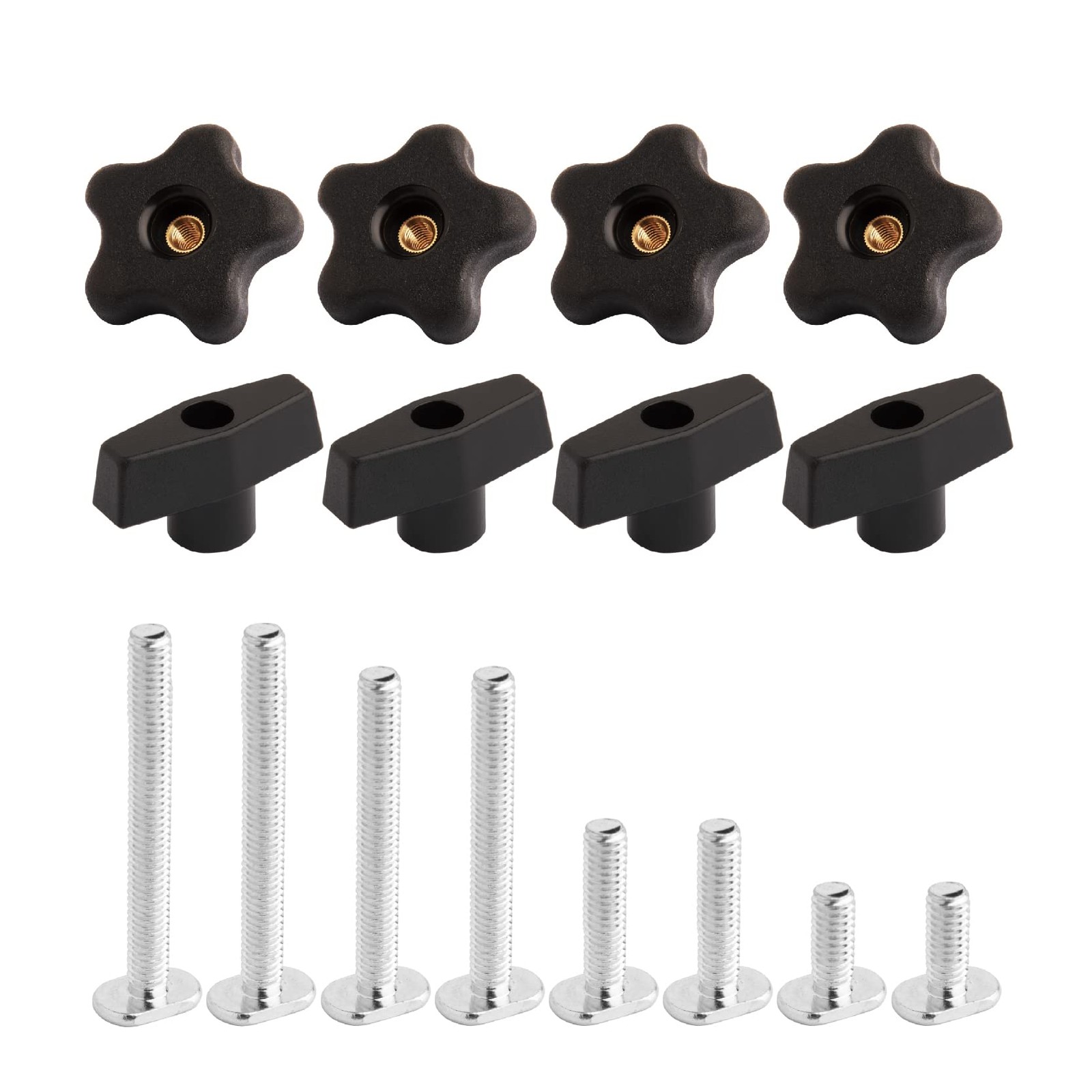 POWERTEC 71121 T Track Knob Kit w/ T-Track (5/16”-18; 16PCs)