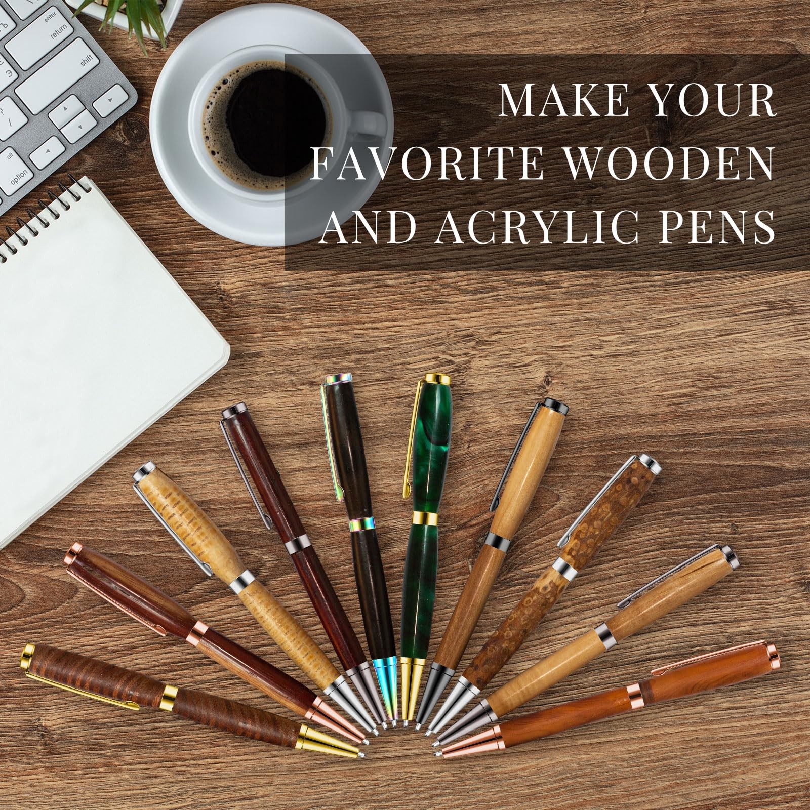 48 Pcs Pen Kits for Wood Turning 7mm Slimline Pen Twist Kit with Refill Lathe...