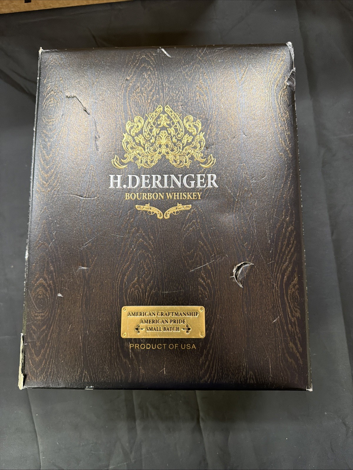 H. Deringer Bourbon Whiskey Bottle Small Batch - EMPTY - With Deringer Cork -i1