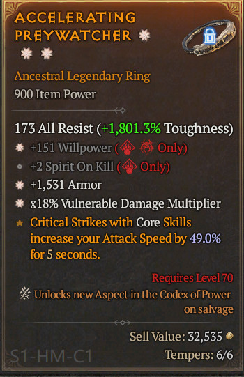 🔥 Diablo 4 Season 14 🔥Ancestral Legendary Ring 1GA/ 4GA